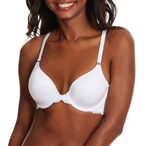 Maidenform One Fab Fit Lace T-Back Shaping Underwire Front Close Bra 7112 - Whit